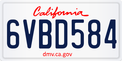 CA license plate 6VBD584