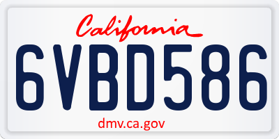 CA license plate 6VBD586