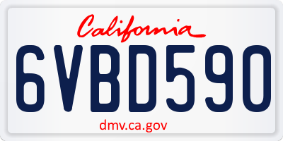 CA license plate 6VBD590