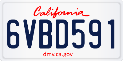 CA license plate 6VBD591