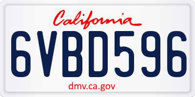 CA license plate 6VBD596