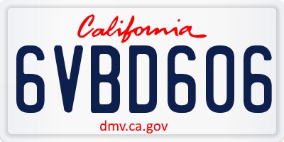 CA license plate 6VBD606