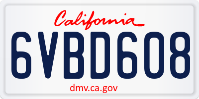 CA license plate 6VBD608