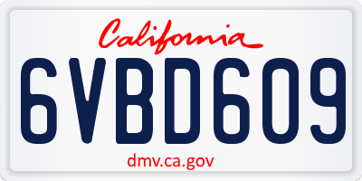 CA license plate 6VBD609
