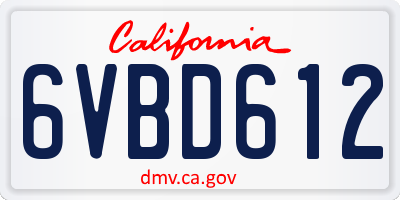 CA license plate 6VBD612