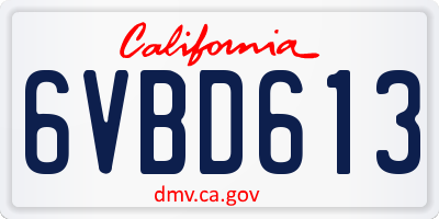 CA license plate 6VBD613