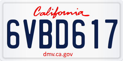 CA license plate 6VBD617