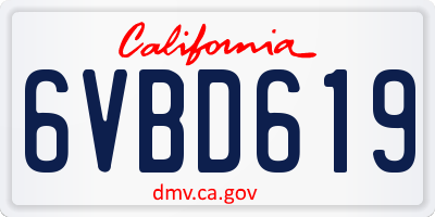 CA license plate 6VBD619
