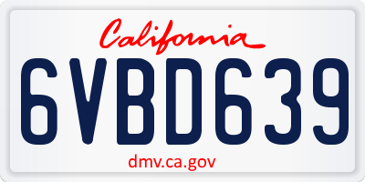 CA license plate 6VBD639