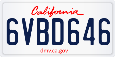 CA license plate 6VBD646