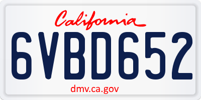 CA license plate 6VBD652