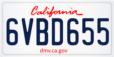 CA license plate 6VBD655