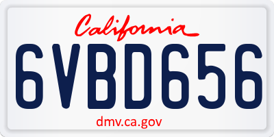 CA license plate 6VBD656