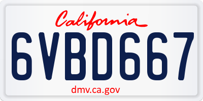 CA license plate 6VBD667