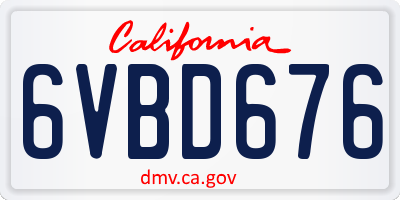 CA license plate 6VBD676