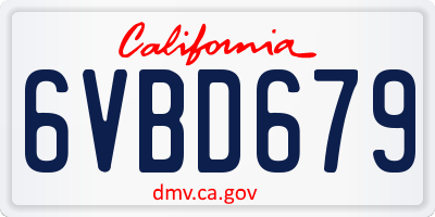 CA license plate 6VBD679