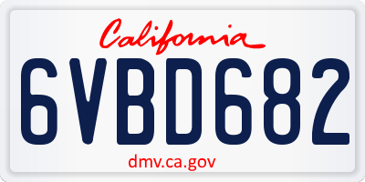 CA license plate 6VBD682