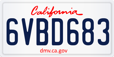 CA license plate 6VBD683