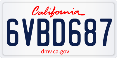 CA license plate 6VBD687