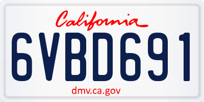 CA license plate 6VBD691