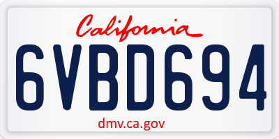 CA license plate 6VBD694