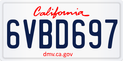 CA license plate 6VBD697