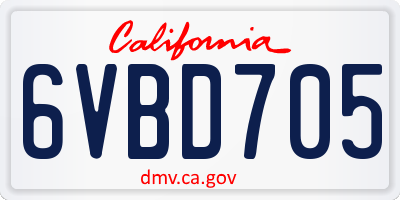 CA license plate 6VBD705