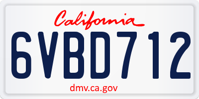 CA license plate 6VBD712