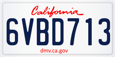 CA license plate 6VBD713