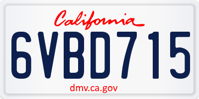 CA license plate 6VBD715