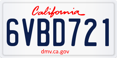 CA license plate 6VBD721