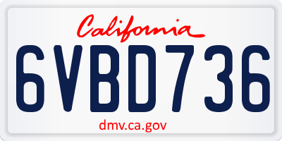 CA license plate 6VBD736