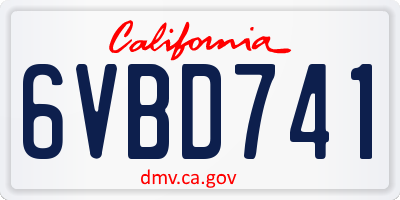 CA license plate 6VBD741