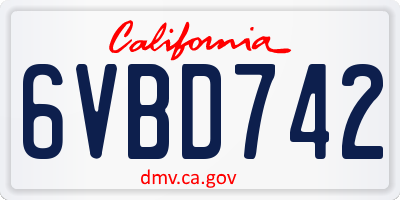 CA license plate 6VBD742