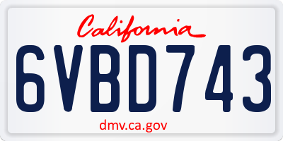 CA license plate 6VBD743