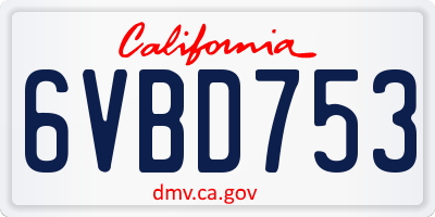 CA license plate 6VBD753