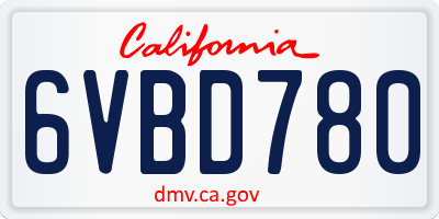 CA license plate 6VBD780