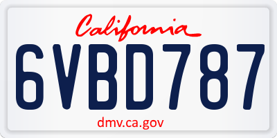 CA license plate 6VBD787