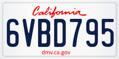 CA license plate 6VBD795