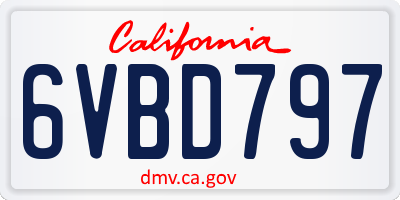CA license plate 6VBD797
