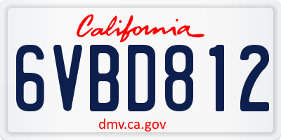 CA license plate 6VBD812