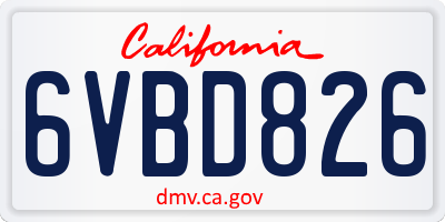 CA license plate 6VBD826