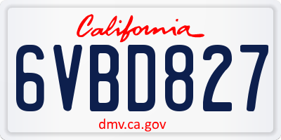 CA license plate 6VBD827