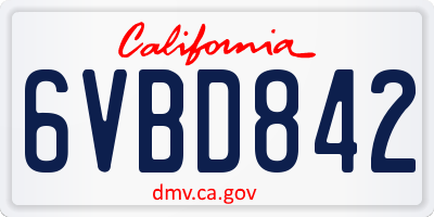 CA license plate 6VBD842