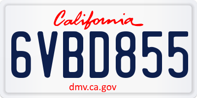 CA license plate 6VBD855