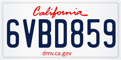 CA license plate 6VBD859