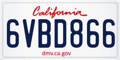 CA license plate 6VBD866