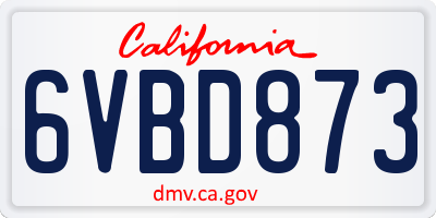 CA license plate 6VBD873