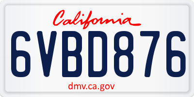 CA license plate 6VBD876