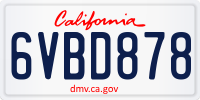 CA license plate 6VBD878